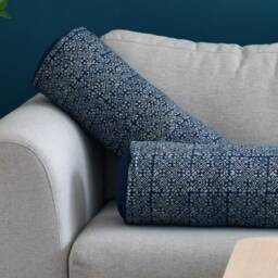 Hmong Indigo Batik Bolster Pillow, Handspun Cotton, Kapok Fill - thumbnail 2