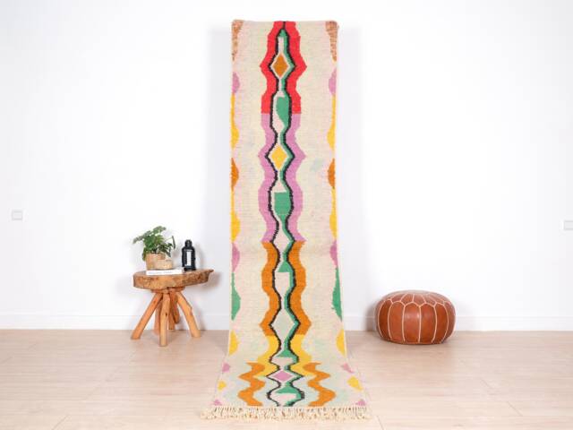 Moroccan Runner Rug 2x10 Ft, Vintage Berber Runner, Handwoven Wool Rug, Tribal Bohemian Hallway 74x317 cm - image 1