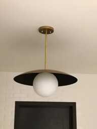 Mid Century Modern Brass Dome Ceiling Lamp - Space Age Retro Lighting- Saturn Globe Pendant Light- Minimalist Hanging Fixture - thumbnail 1