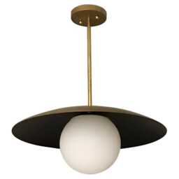 Mid Century Modern Brass Dome Ceiling Lamp - Space Age Retro Lighting- Saturn Globe Pendant Light- Minimalist Hanging Fixture - thumbnail 3
