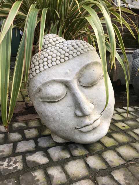 Buddha Head Statue Stone Garden Ornament - image 1