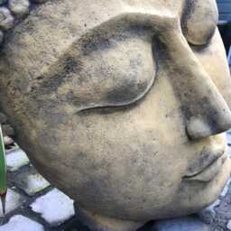 Buddha Head Statue Stone Garden Ornament - thumbnail 4