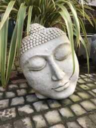 Buddha Head Statue Stone Garden Ornament - thumbnail 1