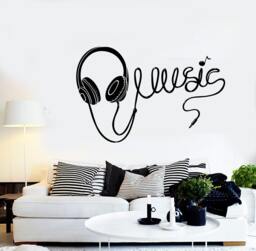 Wall Vinyl Music Headphones Earphones Cool Guaranteed Quality Decal Mural Art 1580Dz - thumbnail 1