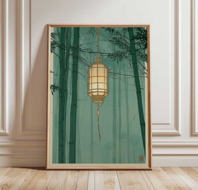 Japanese Lantern Poster, Bamboo Wall Art, Zen Print - image 1