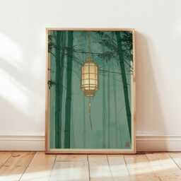 Japanese Lantern Poster, Bamboo Wall Art, Zen Print - thumbnail 4
