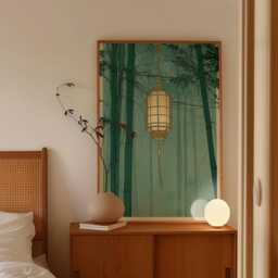 Japanese Lantern Poster, Bamboo Wall Art, Zen Print - thumbnail 2