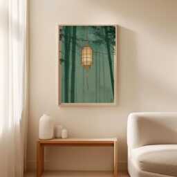 Japanese Lantern Poster, Bamboo Wall Art, Zen Print - thumbnail 3