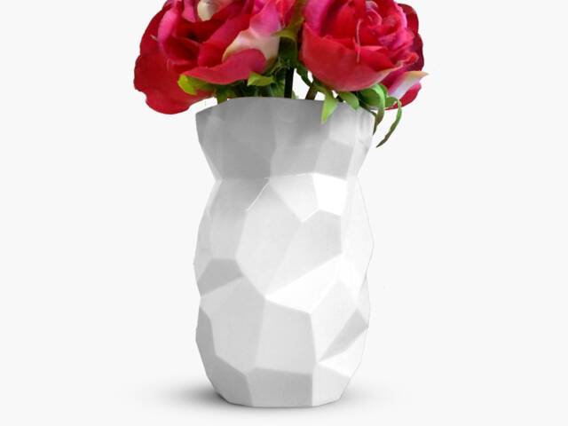 Poligon Vase - Modern White Porcelain Vase, Handmade in Netherlands - image 1