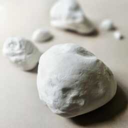 Hand-Sculpted White Clay Stone Wall Art 3D Minimalist Sculptures With Keyhole Hanging Natural Organic Modern Home Decor - x6 Stones - thumbnail 1