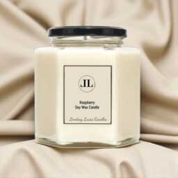 Raspberry Designer Scented Candles, Fruity Soy Wax Vegan Candle - thumbnail 3