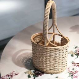 Wine Rack Basket For Gift Made Of Rattan & Bamboo Kitchen Storage For 2 Bottle - thumbnail 3