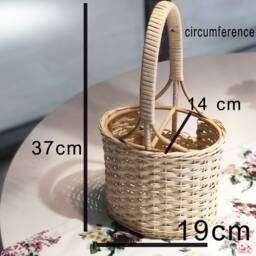 Wine Rack Basket For Gift Made Of Rattan & Bamboo Kitchen Storage For 2 Bottle - thumbnail 4