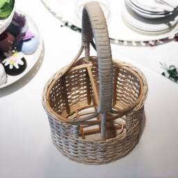Wine Rack Basket For Gift Made Of Rattan & Bamboo Kitchen Storage For 2 Bottle - thumbnail 2