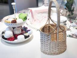 Wine Rack Basket For Gift Made Of Rattan & Bamboo Kitchen Storage For 2 Bottle