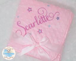 Embroidered Soft Bubble Baby Blanket With Name, Beautiful Script Font, New Baby Gift, Dimple Fleece Personalised Blue Pink White Christening - thumbnail 1