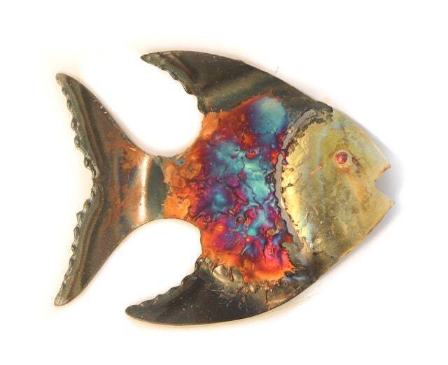 Recycled Metal Wall Hanging Angel Fish - Handmade in Mexico Small
