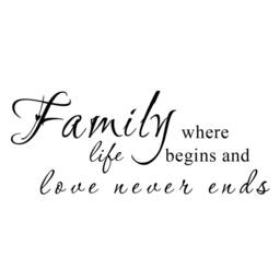 Family Where Life Begins & Love Never Ends Wall Quote Floral Sticker Vinyl Decal Inspirational Art Sticker - 092 - thumbnail 3