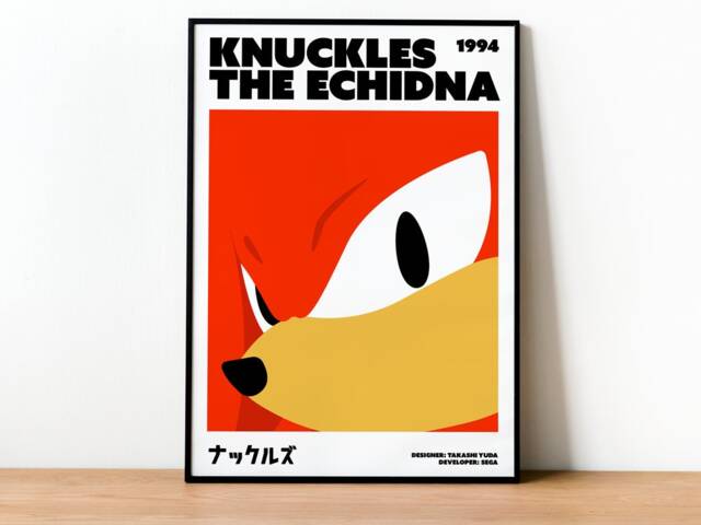 Knuckles The Echidna Info Poster Print - Gamer Wall Art - Unframed - image 1