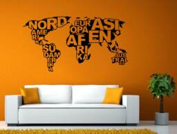 World Map Country Names Continents Wall Window Vehicle Sticker Decal Vinyl Fathead Mural Decor L2054 - thumbnail 1