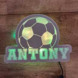 Football Rainbow Led Light Up Mirror Or Freestanding Bed Lamp Personalised - thumbnail 1