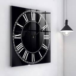 Roman Numbers Clock, Retro Look Glass Black & White Printed Round Wall Personalized Modern Clock - thumbnail 2