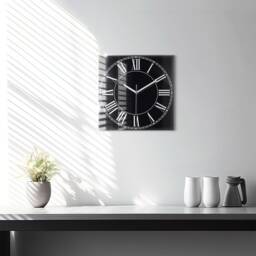 Roman Numbers Clock, Retro Look Glass Black & White Printed Round Wall Personalized Modern Clock - thumbnail 3