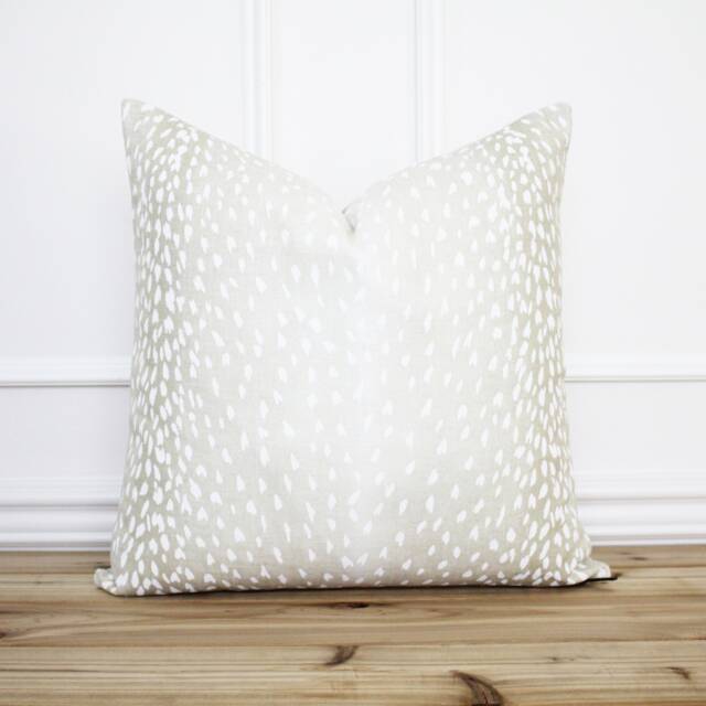 Antelope Pillow Cover Ecru Animal Print 20 X Designer Decorative Throw - Evelyn Ecru - image 1