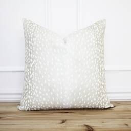 Antelope Pillow Cover Ecru Animal Print 20 X Designer Decorative Throw - Evelyn Ecru - thumbnail 1
