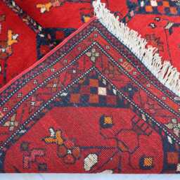 2'9x4'7 Ft Bokhara Afghan Red Rug, Turkmen Oriental Geometric Khal Mohammedi Bukhara Handmade Livingroom, D??cor Office Rug - thumbnail 4