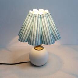 Handmade Scallop Lake Blue Striped Lamp Ceramic Base-89# - thumbnail 4