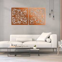 3D Stylish Wood Wall Art Decor, Vittoria, Openwork Floral Design, Ornament, Decorative Wooden Panel, Diptych 60 X 120 cm - thumbnail 2