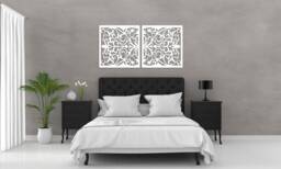 3D Stylish Wood Wall Art Decor, Vittoria, Openwork Floral Design, Ornament, Decorative Wooden Panel, Diptych 60 X 120 cm - thumbnail 1
