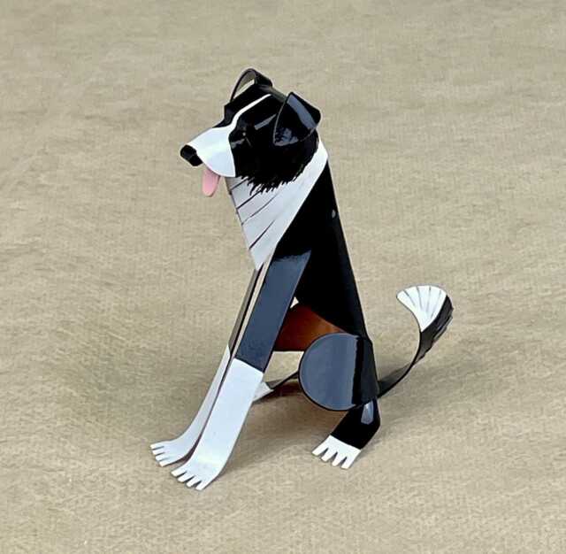 Border Collie Dog Handmade Copper Sculpture, Collectible Miniature Art Figurine - image 1