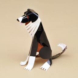 Border Collie Dog Handmade Copper Sculpture, Collectible Miniature Art Figurine - thumbnail 3