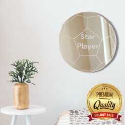 Personalized Football Acrylic Mirror Wall Art Engraved Soccer Decor - thumbnail 1