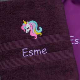 Personalised Towel - Owl & Name Embroidered Pink Blue Or White Bath Towels - thumbnail 4