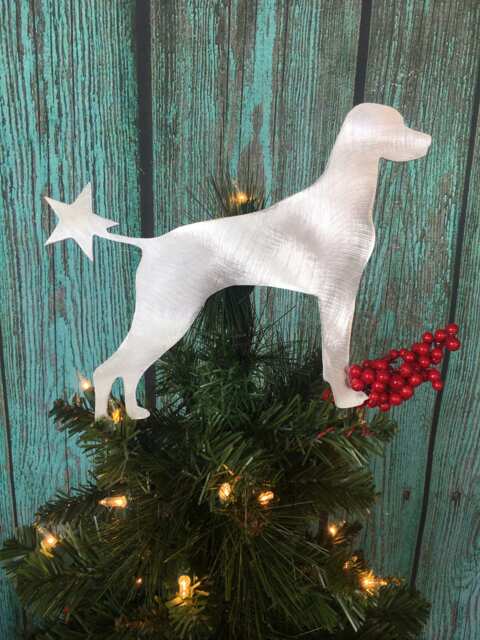 Vizsla Dog, With Star, Beautiful Silhouette in Metal, Can Be Made As Dog Christmas Tree Topper, Wall Hanging Or Yard Stake, Aluminum - image 1