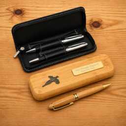 Game Birds Luxury Wooden Or Leatherette Pen Case With Matching Free Engraving Pheasant Partridge Gift - thumbnail 1