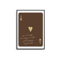 Ace Of Hearts Print Motivational Quote, Brown & Gold Wall Art - thumbnail 1