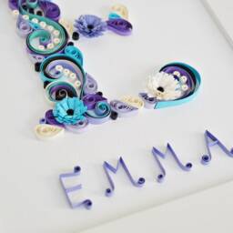 Naming Ceremony Gift, Baby Name & Initial, Newborn Congratulation, Nursery Birthday, Initial Wall Art, 1st Birth Gift - thumbnail 2