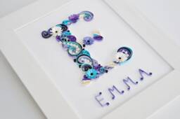 Naming Ceremony Gift, Baby Name & Initial, Newborn Congratulation, Nursery Birthday, Initial Wall Art, 1st Birth Gift - thumbnail 1