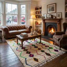 Custom Size Area Rug, Authentic Moroccan Beni Ourain Wool Carpet, Handmade - thumbnail 1