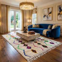 Custom Size Area Rug, Authentic Moroccan Beni Ourain Wool Carpet, Handmade - thumbnail 3