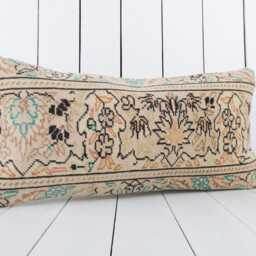 Kilim Lumbar Pillow Cover - 12x24 Inch Vintage Turkish Home Decor - thumbnail 3