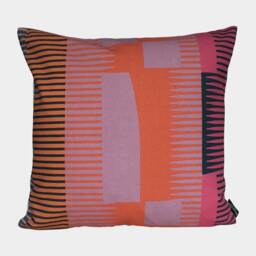 Square Combed Stripe Cushion - Terracotta, Lilac + Pink