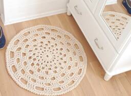 Round Rug Crochet Cotton Rope, Natural Oversized Doily Deck Decor, Mandala