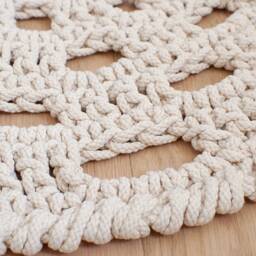 Round Rug Crochet Cotton Rope, Natural Oversized Doily Deck Decor, Mandala - thumbnail 3