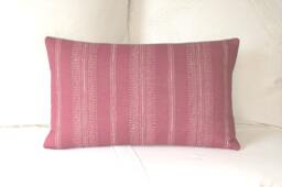 Kate Forman Camille Stripe Cushion Cover, UK Designer Linen, Dark Pink, Vintage Style Cottage Chic - 20 X 12 , 14 Lumbar Pillow