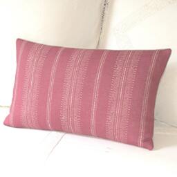 Kate Forman Camille Stripe Cushion Cover, UK Designer Linen, Dark Pink, Vintage Style Cottage Chic - 20 X 12 , 14 Lumbar Pillow - thumbnail 3